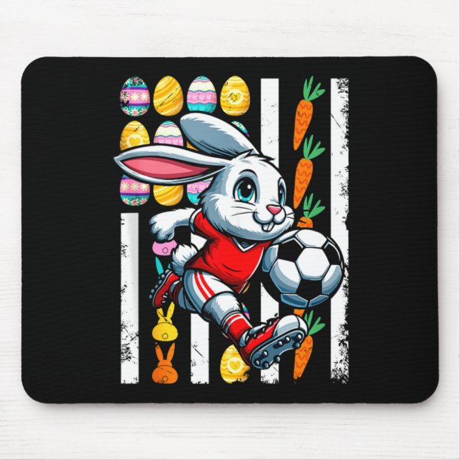 American flag easter eggs bunny playing soccer pla mouse mat (Front)