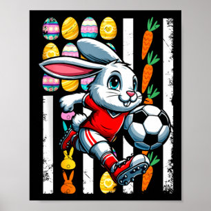 American flag easter eggs bunny playing soccer pla poster