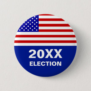 American flag & editable election text button