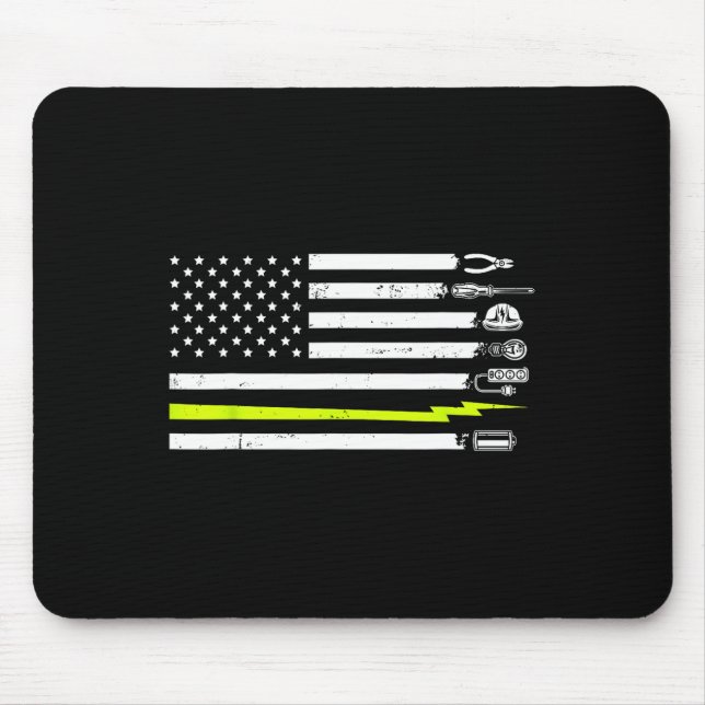 American Flag Electrician Tools For Electrician  Mouse Mat (Front)