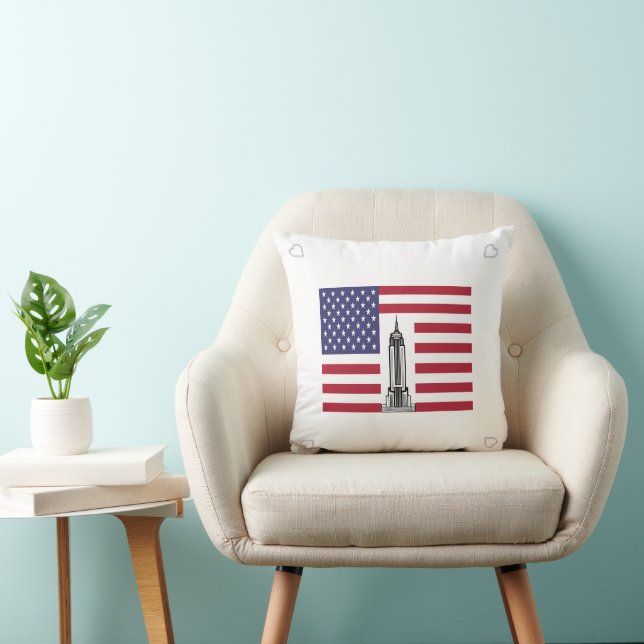 American Flag Empire State Building Pillow (Chair)