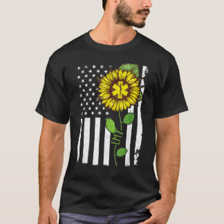 American Flag Emt Sunflower Hippie Emt  Idea T-Shirt