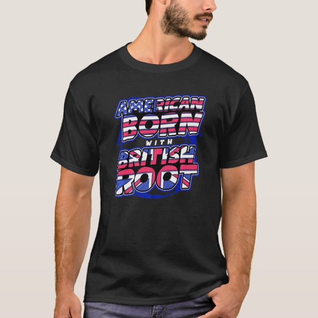 American Flag England USA  English British Root Bo T-Shirt (Front)