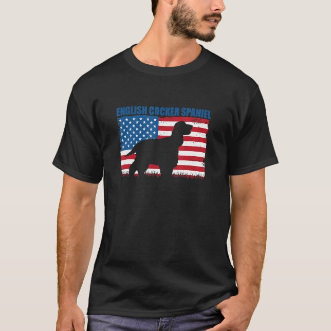 American Flag English Cocker Spaniel T-Shirt (Front)
