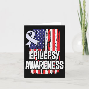 American Flag Epilepsy Awareness Ribbon  Card