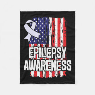 American Flag Epilepsy Awareness Ribbon Fleece Blanket
