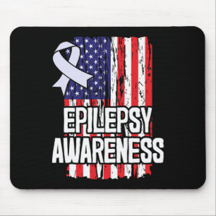 American Flag Epilepsy Awareness Ribbon  Mouse Mat