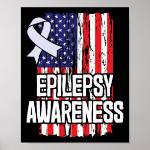 American Flag Epilepsy Awareness Ribbon  Poster