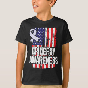 American Flag Epilepsy Awareness Ribbon T-Shirt