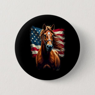 American Flag Equestrian Horseback Riding 6 Cm Round Badge