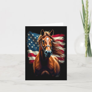 American Flag Equestrian Horseback Riding  Card