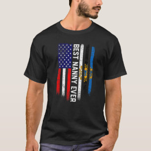 American Flag & Estonia Flag Best Nanny Ever Patri T-Shirt