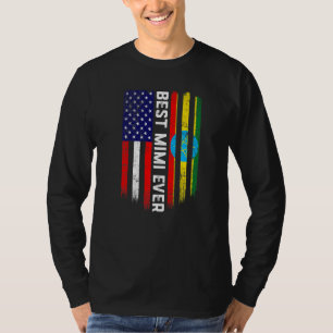 American Flag & Ethiopia Flag Best Mimi Ever Famil T-Shirt