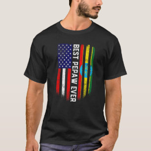 American Flag & Ethiopia Flag Best Pepaw Ever Fami T-Shirt
