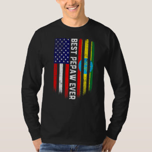 American Flag & Ethiopia Flag Best Pepaw Ever Fami T-Shirt