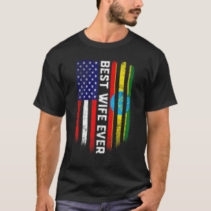 American Flag & Ethiopia Flag Best Wife Ever Famil T-Shirt