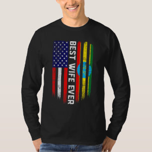 American Flag & Ethiopia Flag Best Wife Ever Famil T-Shirt