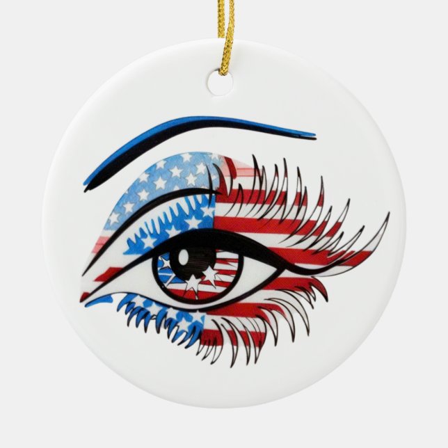American flag eye,Patriotic Sublimation Clipart Ceramic Tree Decoration (Front)