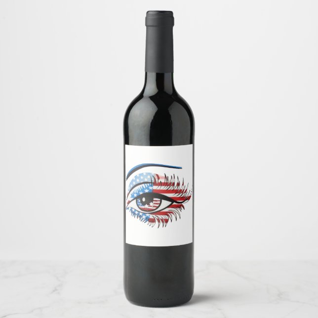 American flag eye,Patriotic Sublimation Clipart Wine Label (Front)