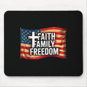 American Flag Faith Family Dom Christian Mouse Mat
