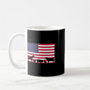 American Flag Farm Animals Horse Cow Pig Chicken P Coffee Mug