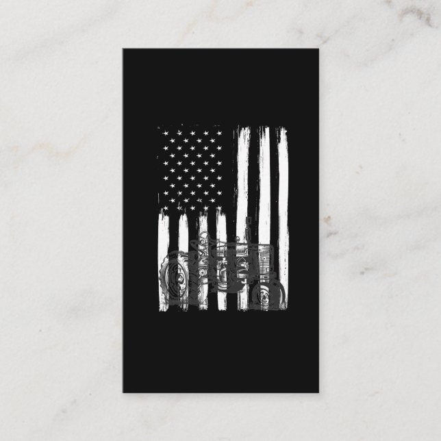 American Flag Farm Tractor Patriotic US Farming Business Card (Front)