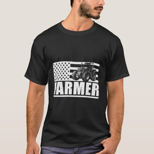 American Flag Farmer Country Farming Farm Patrioti T-Shirt (Front)