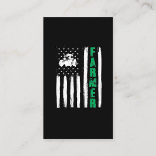 American Flag Farmer Tractor Patriotic US Proud Business Card