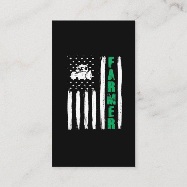 American Flag Farmer Tractor Patriotic US Proud Business Card (Front)