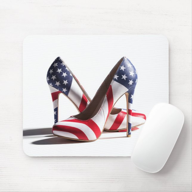 American Flag Fashion Pumps Mouse Mat (With Mouse)
