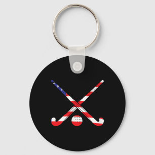 American Flag Field Hockey Patriot Usa Sports Play Key Ring