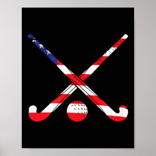 American Flag Field Hockey Patriot Usa Sports Play Poster