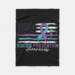 American Flag Fight Suicide Prevention Awareness R Fleece Blanket