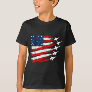 American Flag Fighter Jets Patriotic Design T-Shirt