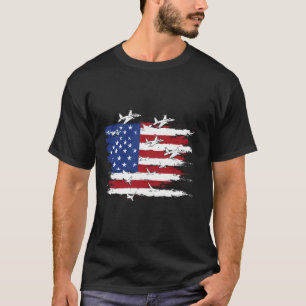 American Flag Fighter Jets Patriotic Military T-Shirt