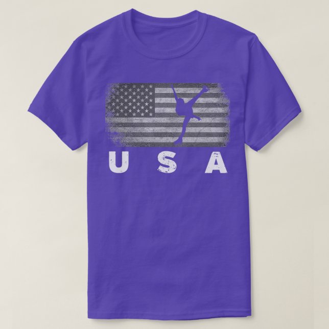 American Flag Figure Skating Cute US Skaters Art G T-Shirt (Design Front)