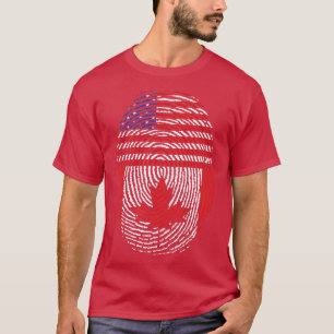 American Flag Fingerprint Canadian Maple Leaf Cana T-Shirt