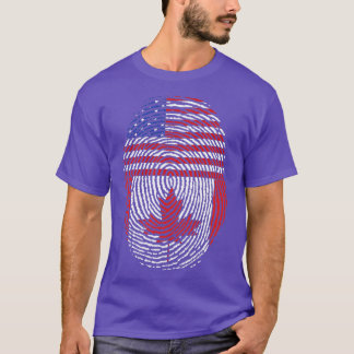 American Flag Fingerprint Canadian Maple Leaf Cana T-Shirt
