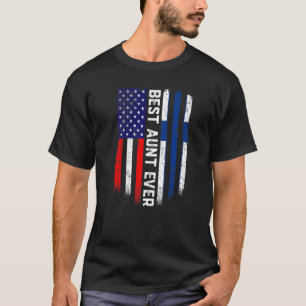 American Flag & Finland Flag Best Aunt Ever Family T-Shirt