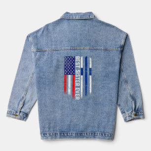 American Flag & Finland Flag Best Sister Ever Fami Denim Jacket