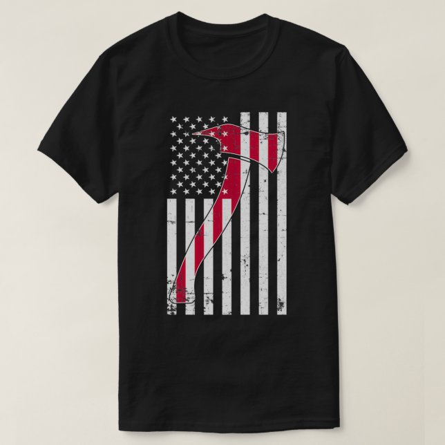 American Flag Firefighter Axe for Men and Women 4 T-Shirt (Design Front)