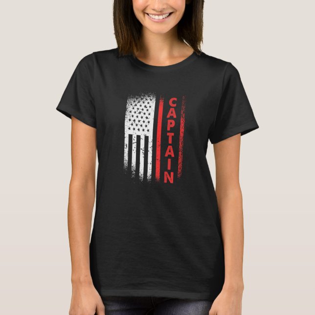 American Flag Firefighter Captain Premium T-Shirt (Front)