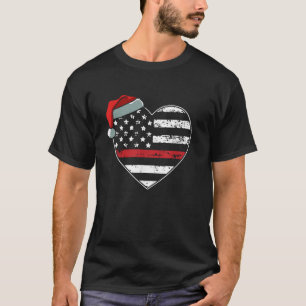 American Flag Firefighter Christmas Pajama X mas F T-Shirt