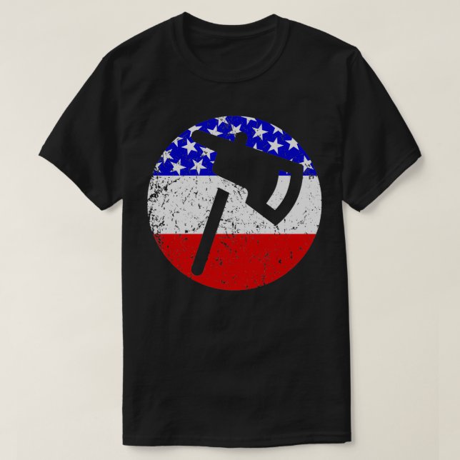 American Flag Firefighter Fireman Axe T-Shirt (Design Front)