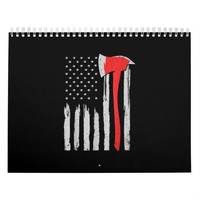American Flag Firefighter Red Firefighter Calendar (Cover)