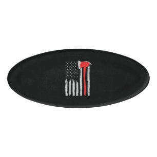 American Flag Firefighter Red Firefighter Name Tag