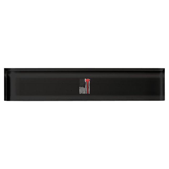 American Flag Firefighter Red Firefighter Nameplate (Front)