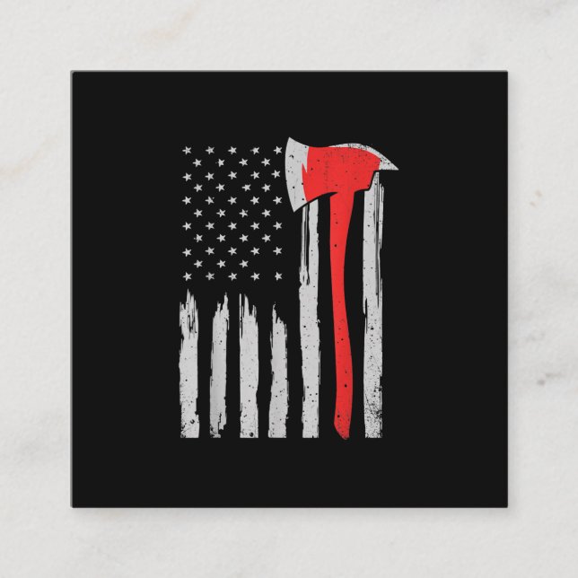 American Flag Firefighter Red Firefighter Square Business Card (Front)