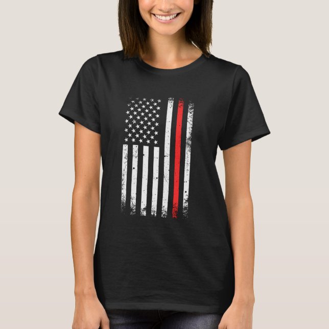 American Flag Fireman Proud Firefighter Hero Patri T-Shirt (Front)