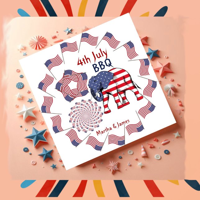 American Flag Fireworks Elephant 4th July Party Napkin (American Flag Fireworks Elephant 4th July Party Napkins)